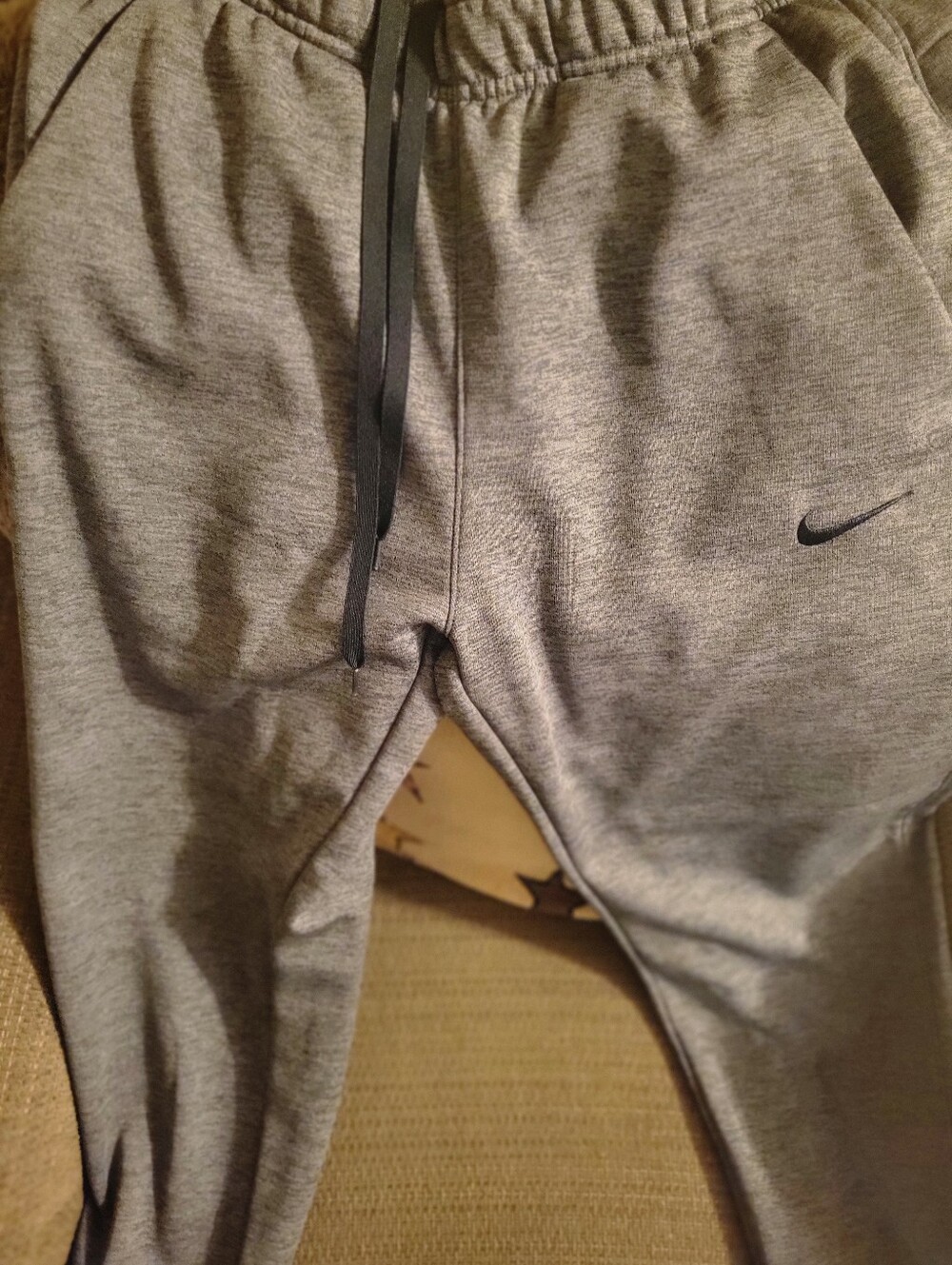Nike Th3rma Fit Grey Athletic Joggers with Black Swoosh